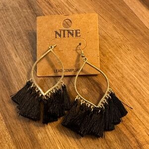 Gold and Black Tassel Earrings